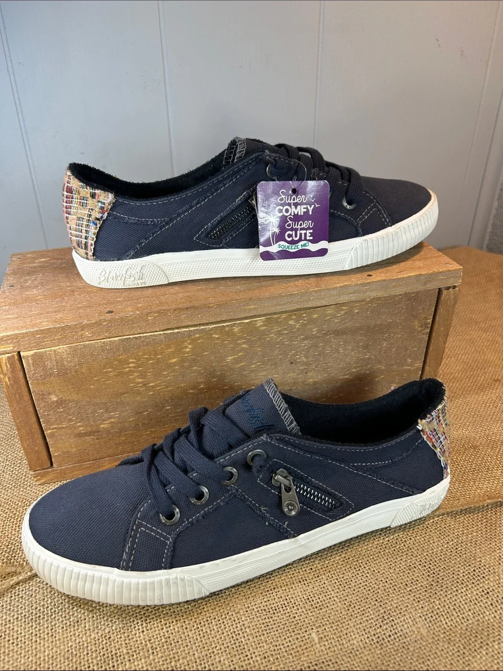 NWT Blowfish Navy Canvas Sneakers with White Soles